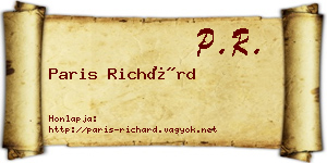 Paris Richárd névjegykártya